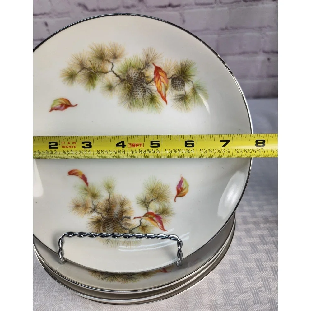 15 Pc Set Seiko Plates & Bowls Pinecone Fall Pattern SEK2 Occupied Japan Vintage